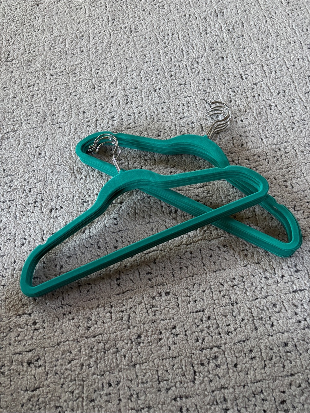 Teal Non-Slip Velvet Clothes Hangers - Set of 10 - Picture 2 of 7
